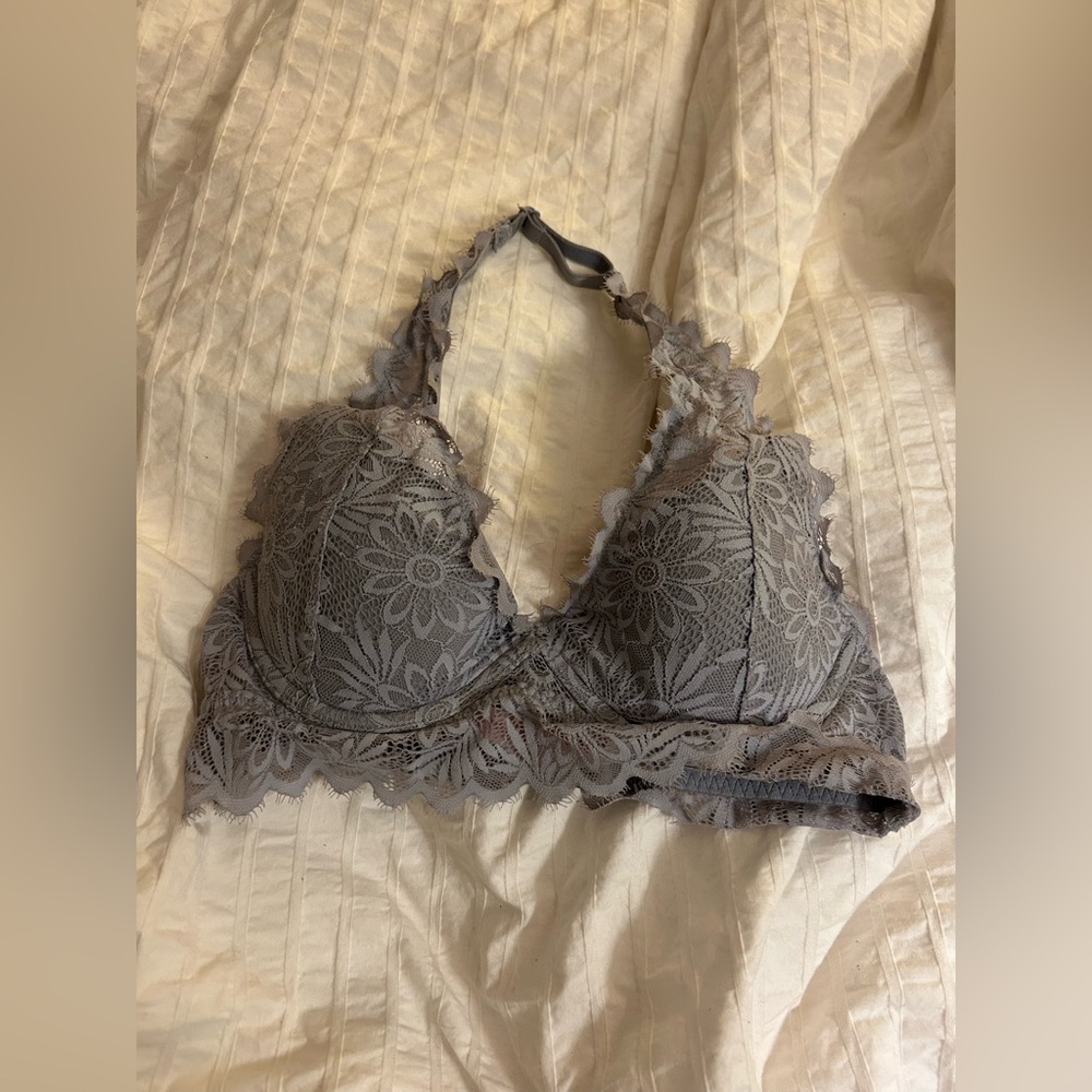 Pink x Victoria’s Secret Women’s XS Blue Lace Bralette Lightly Lined Halter Bra